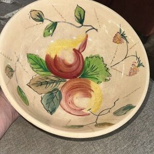 Vintage Hand-Painted Apple Serving Bowl – 10” – Crackle Glaze – c. 1940s–50s